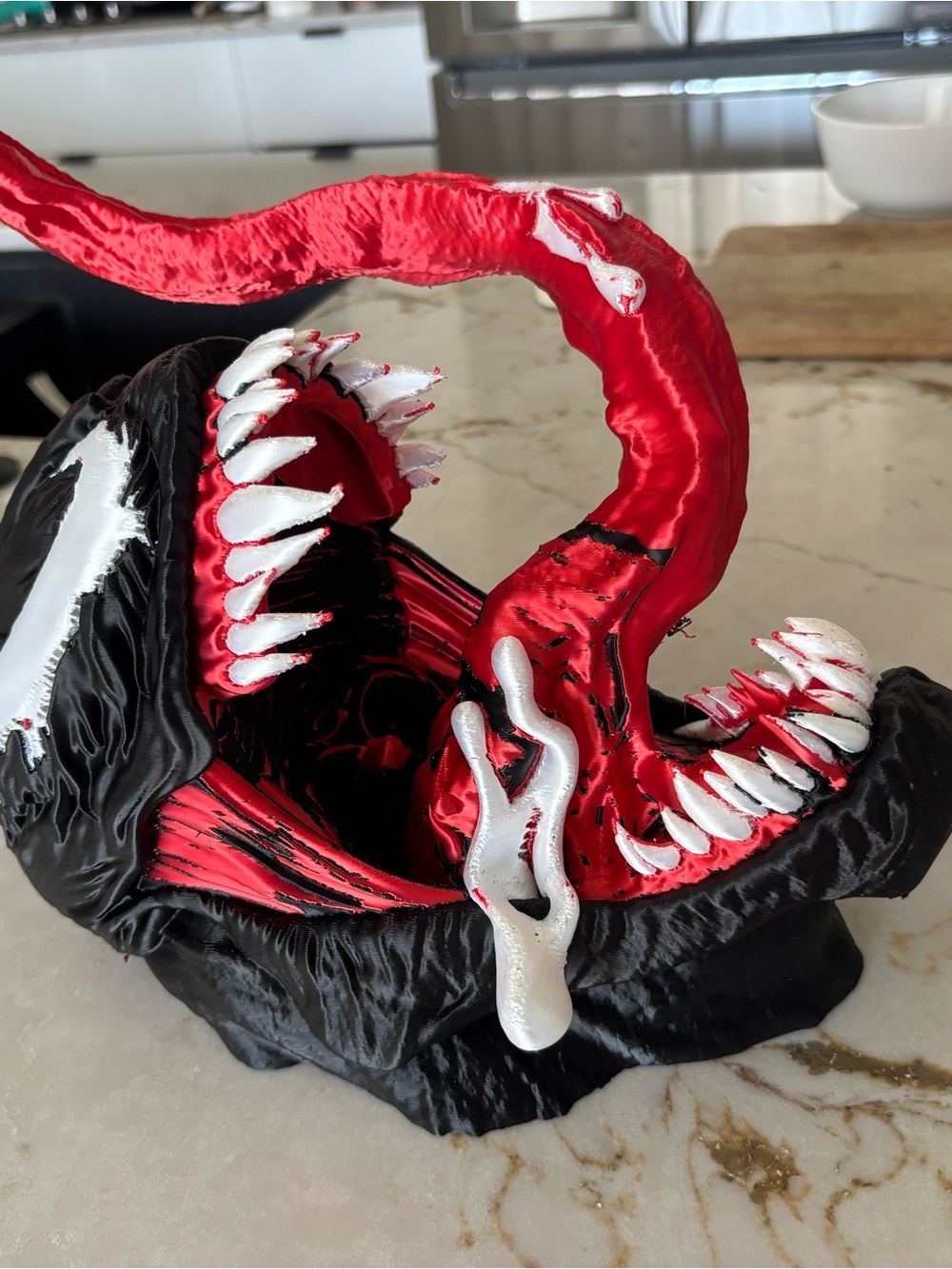 Red & Black Venom-Inspired wall art with Extended Tongue